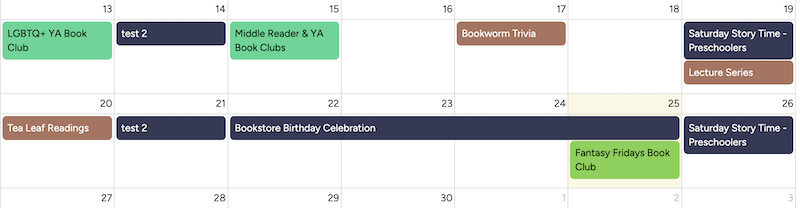 a calendar of events