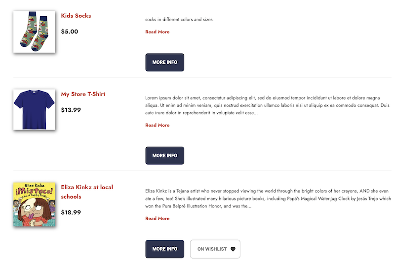 updated product list