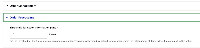 settings to configure stock management